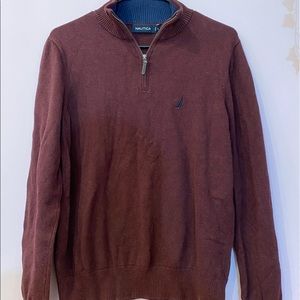 Nautica Men’s Navtech Quarter-Zip Sweater. Size S. Maroon color. Working zipper